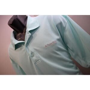 Columbia PFG Omni-Shade Blue Vented Fishing Golf Polo Shirt Mens Size Large